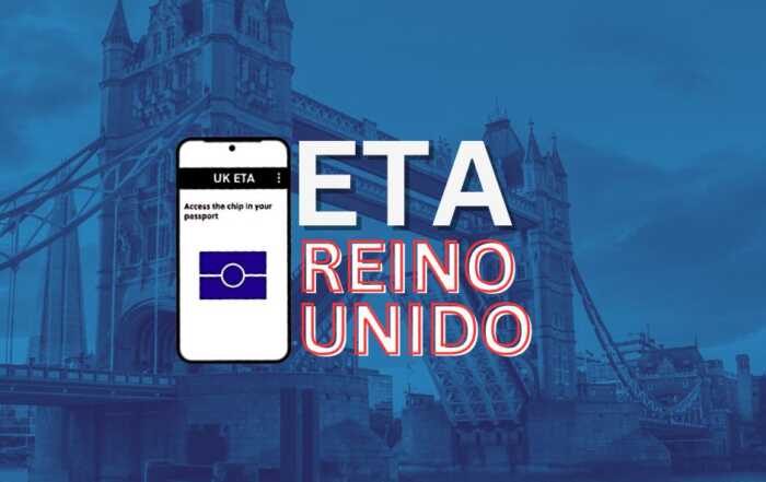 Formulario de solicitud de la ETA Reino Unido en un teléfono móvil con el título de la guía